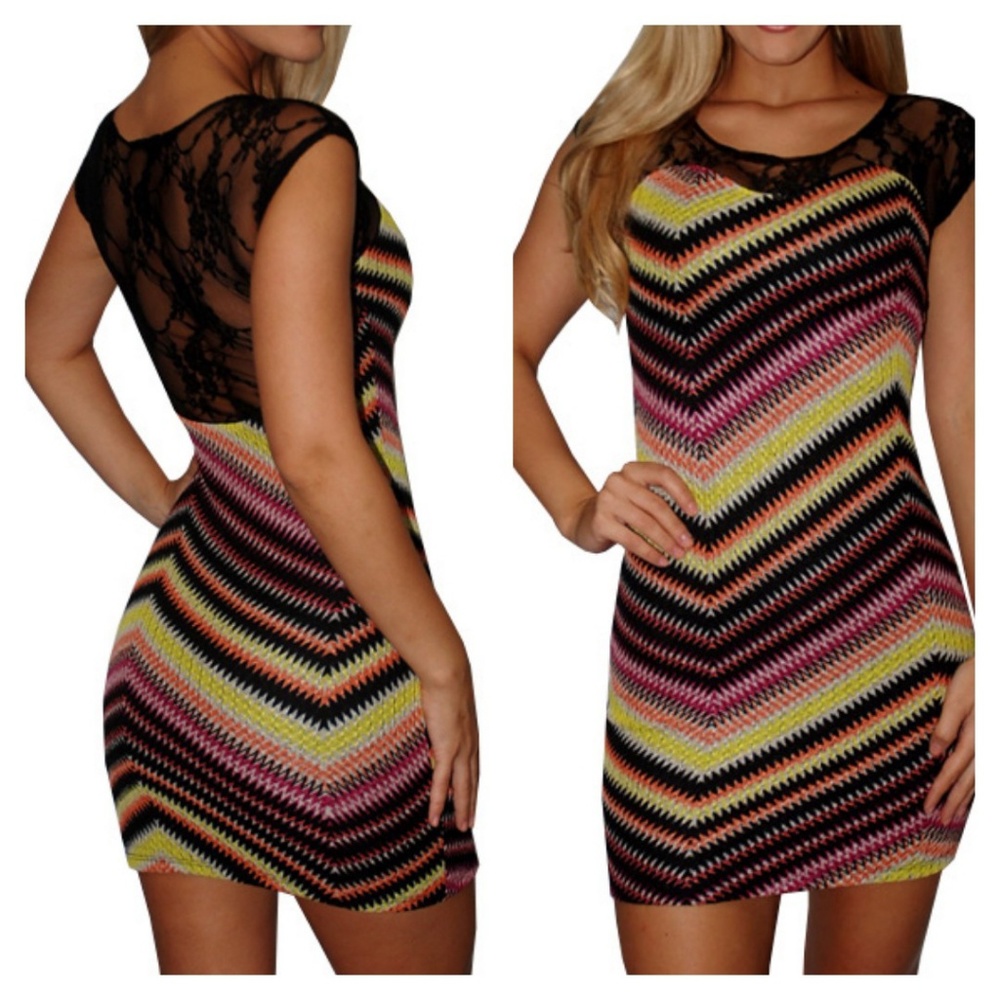 Multicolor Chevron Print Dress